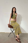 SWAYING/KNIT gradient straight long skirt SW23SS3B04 gradient green PS62